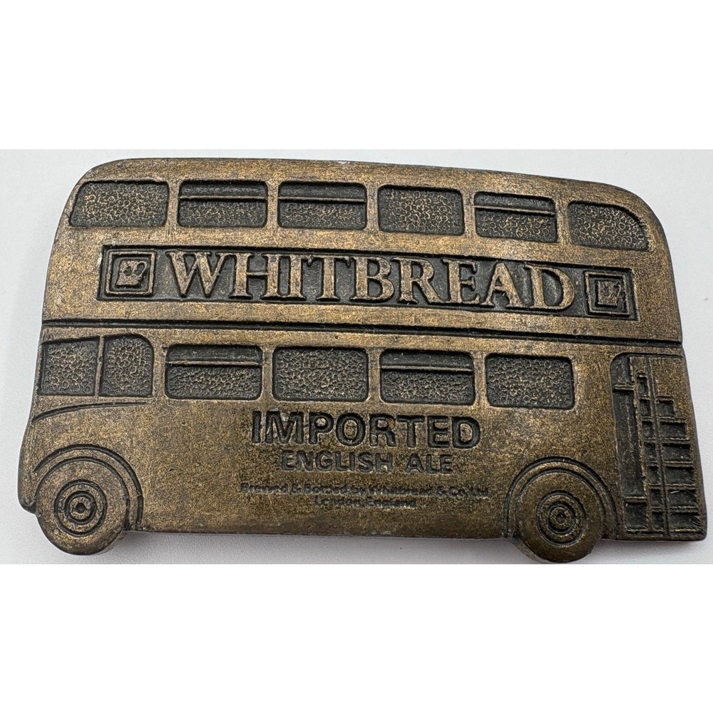 Vintage Whitbread English‎ Ale Double-Decker Bus Belt Buckle Rare Collectible